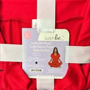 Just Be Vibrant Red Button Front Pajama Set